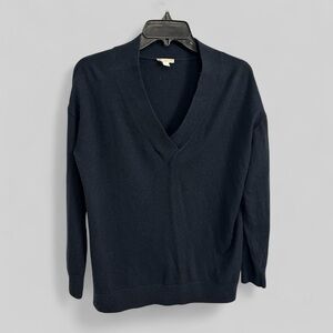 Gap navy blue preppy retro merino wool blend v neck sweater Brooklyn Small